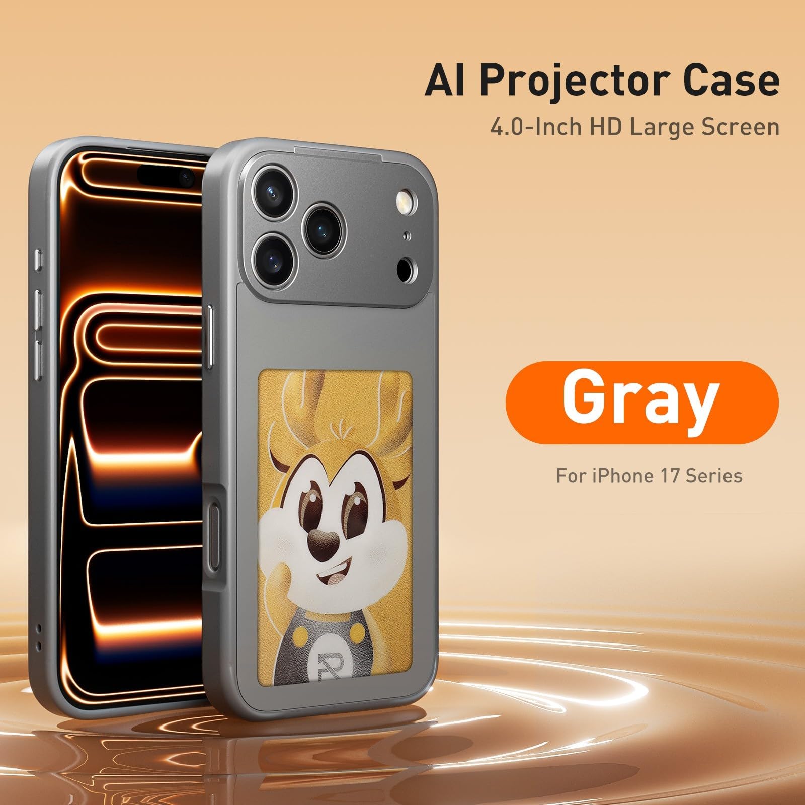 Funda de tinta inteligente para iPhone, funda personalizable de tinta electrónica para iPhone con tecnología NFC y pantalla personalizada de imagen/imagen/foto/texto (17 promax negro)