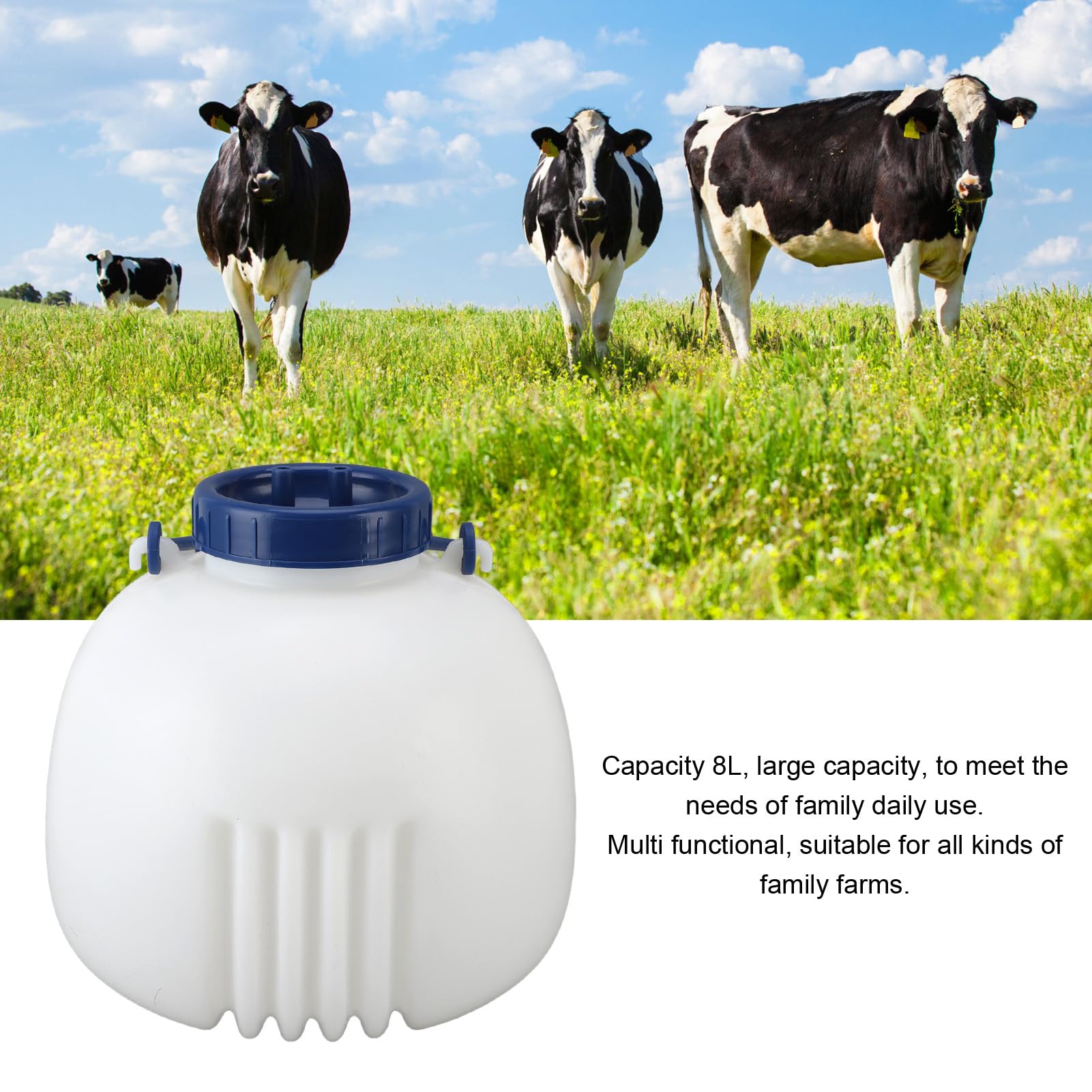 Lata de Leche de 8L, Botella Translúcida para Prevención de la Contaminación, Jarra Multifuncional de PP PE para Plantas Agrícolas, Lata Separadora de Leche, Suministros