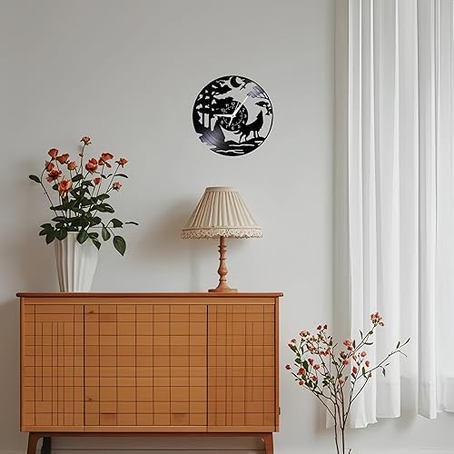 Miniatura 3 de Reloj de pared LED de disco de vinilo, tema de lobo con luces que cambian de color, decoración moderna del hogar de 12 pulgadas, control remoto