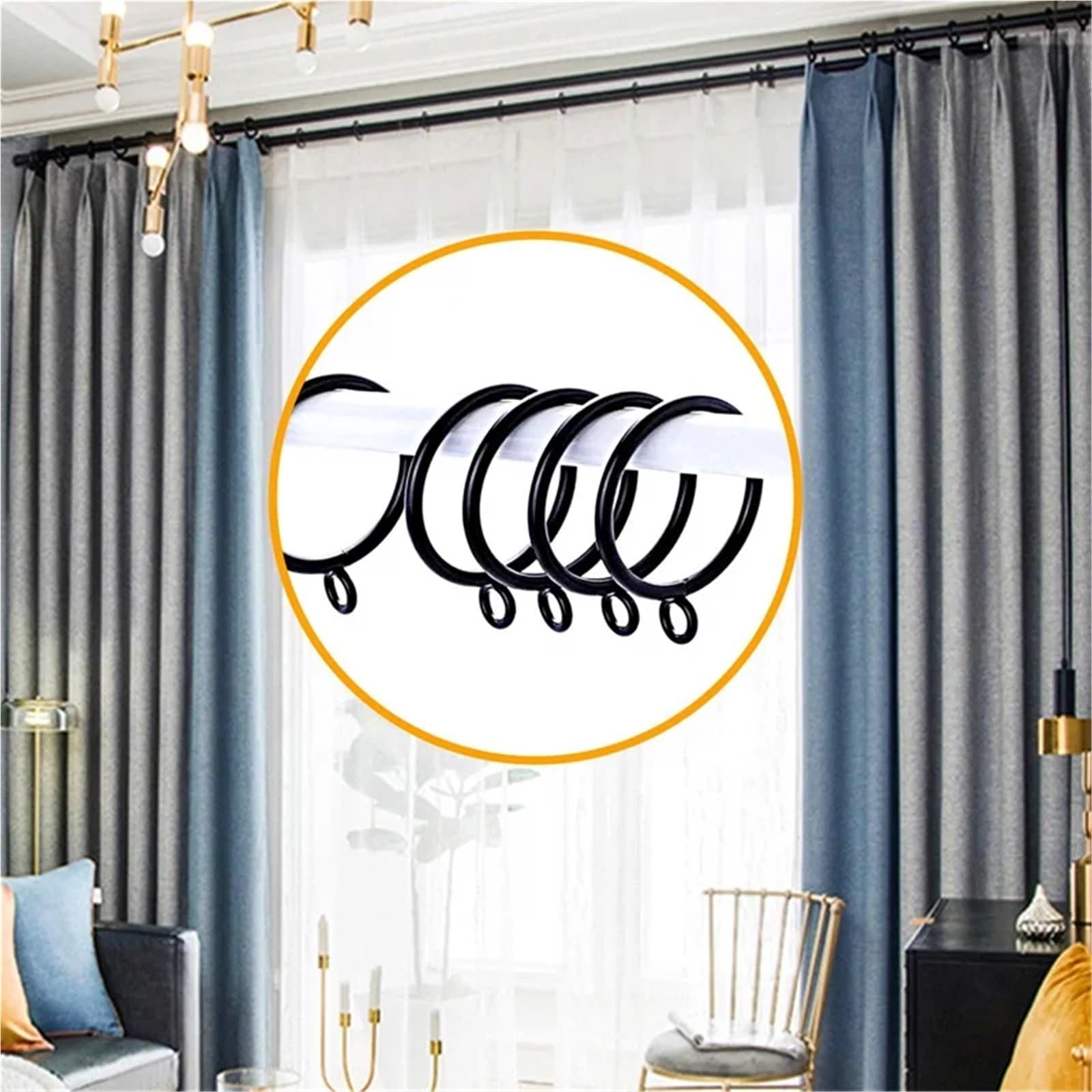 20 Paquetes De Anillas Metálicas For Cortinas Y Barras con Ojales(White)
