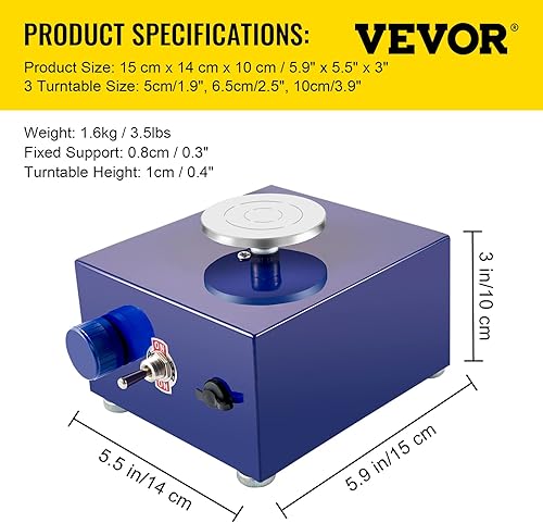 Miniatura 6 de VEVOR Mini rueda de cerámica máquina de arcilla de rueda de cerámica de velocidad ajustable máquina formadora de trabajo de cerámica eléctrica con 3