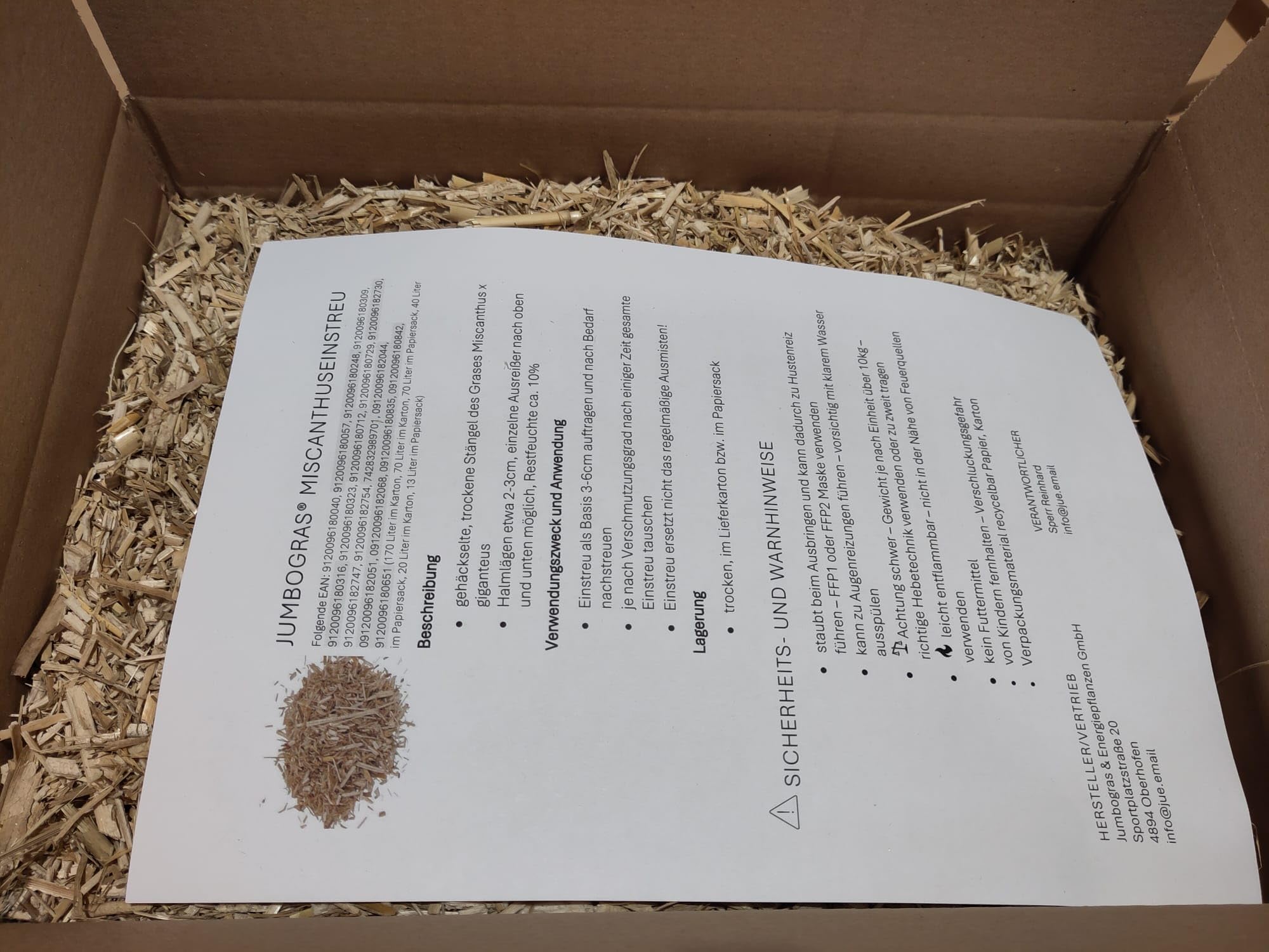 JUMBOGRAS Miscanthus Kleintier Einstreu 6x 20 L – Elefantengras, Chinagras Häckselgut – besonders saugfähig & geruchsbindend – günstige Alternative zu Stroh, Sägespänen & Holzspänen
