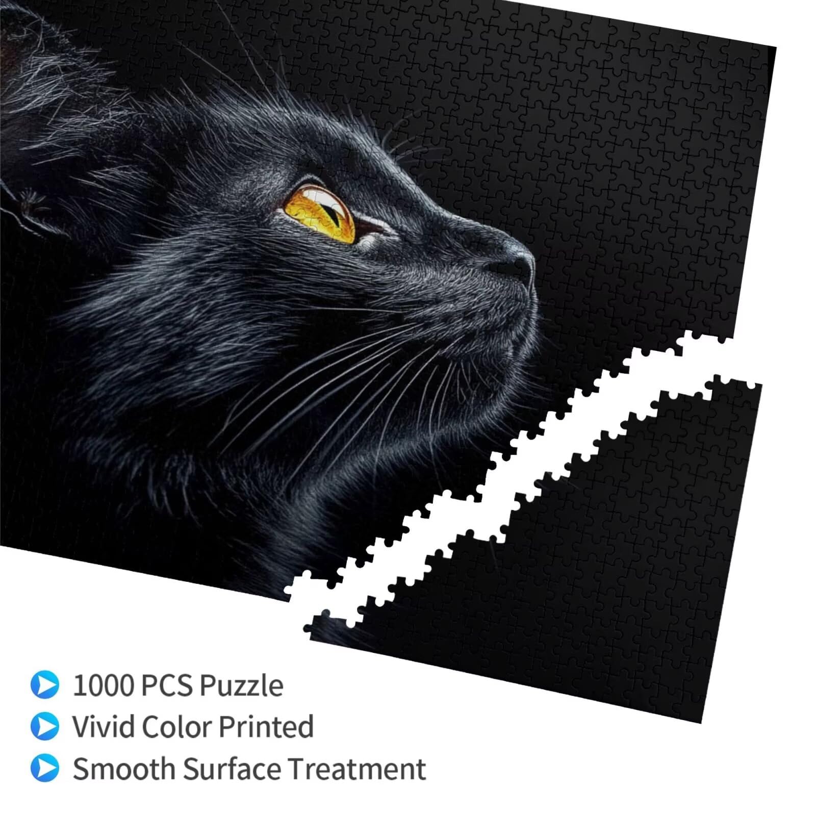 Puzzle z kotem 3000 sztuk czarne duże rozmiary drewniane puzzle dla dorosłych z pudełkiem i plakatem, zabawna/kolorowa/wymagająca gra i kreatywne hobby dla dorosłych, dekoracja ścienna, prezent dla