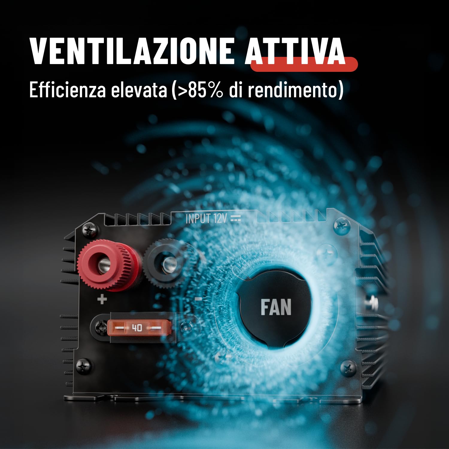ABSINA Inverter 12V 220V - Trasformatore 12V 220V di Tensione Sinusoide Modificata - Auto Inverter 300W con 600W di Picco, Convertitore Corrente