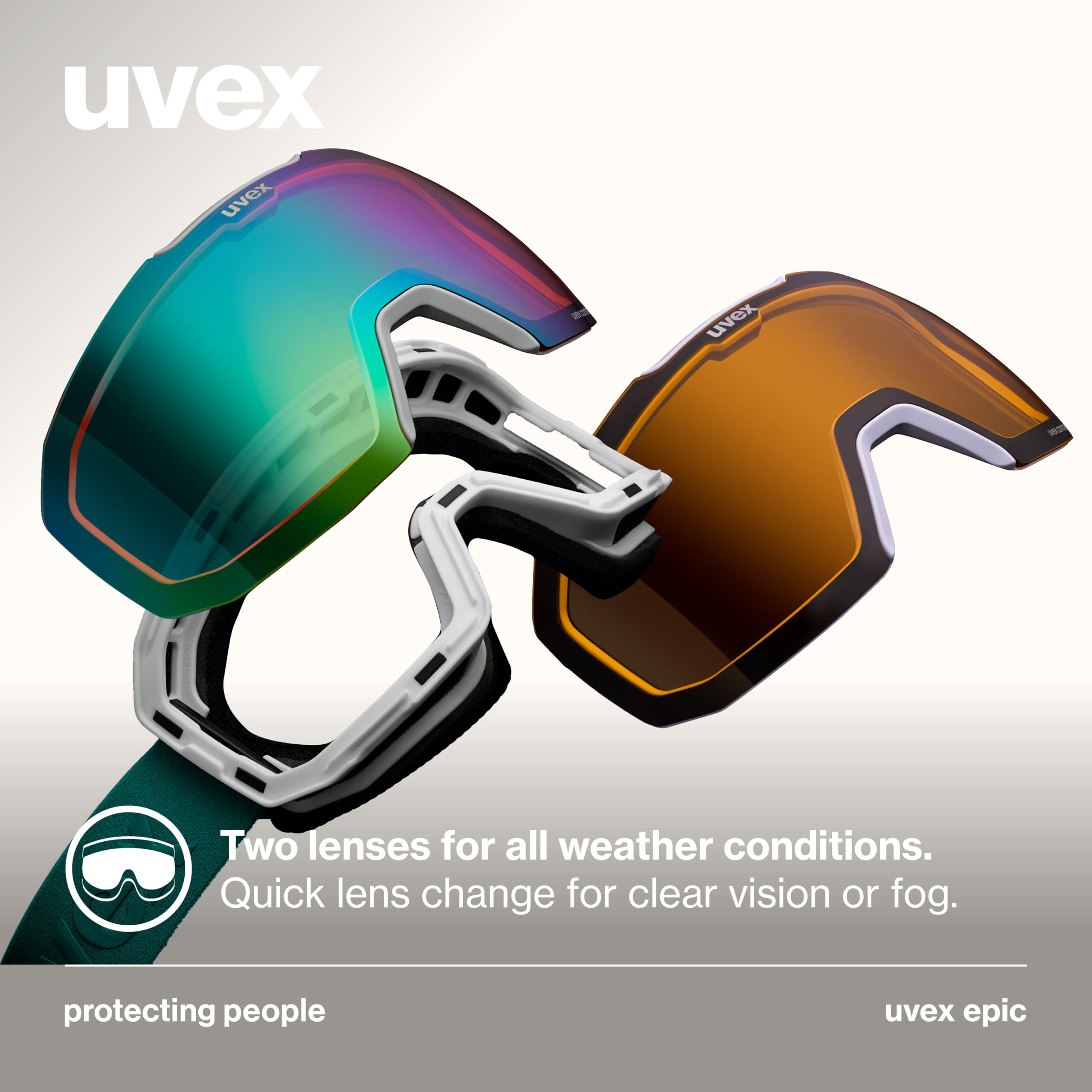 Uvex Epic ATTRACT - Maschera da sci con lenti intercambiabili, per sci/snowboard/tour, unisex, per ragazzi