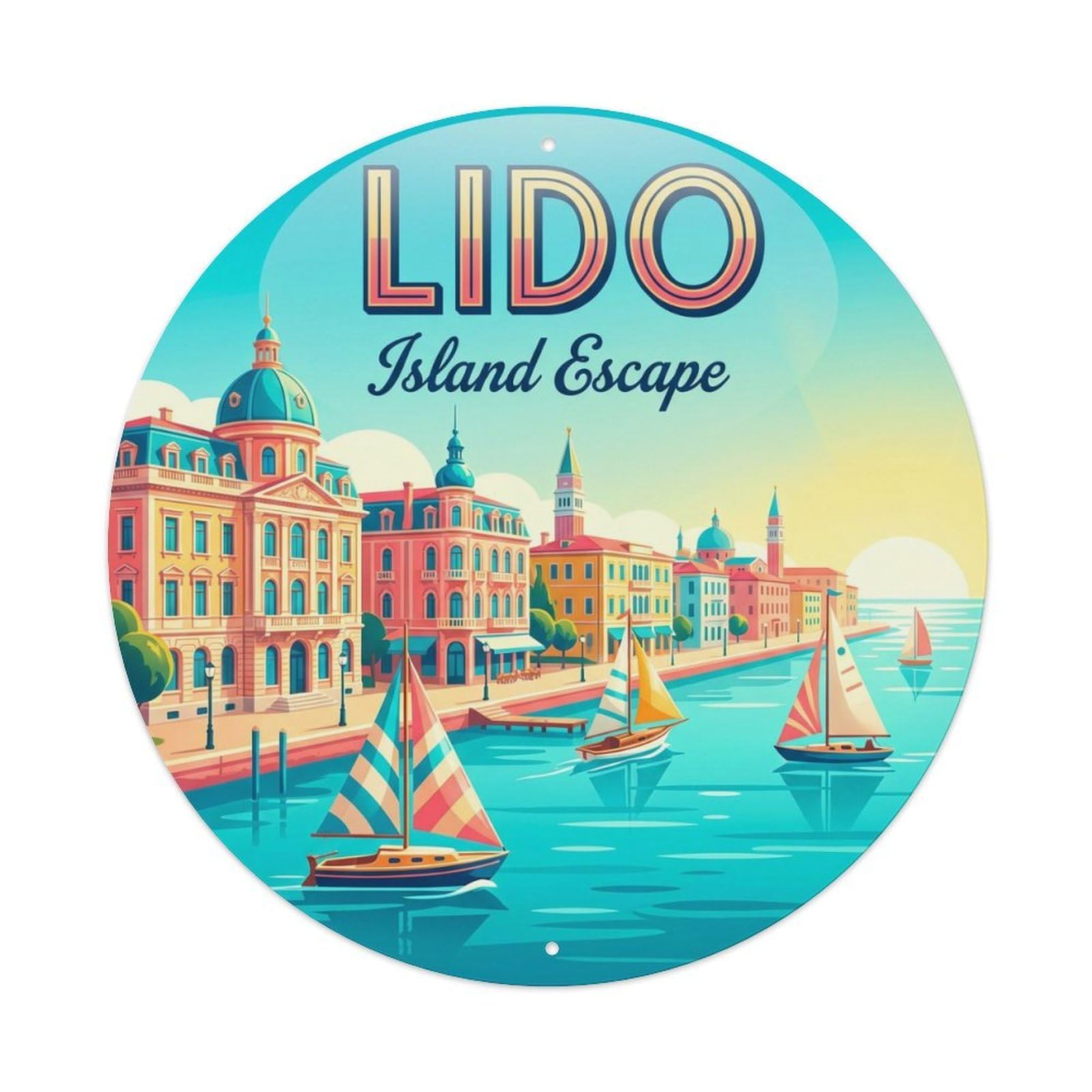 Vintage Travel Venetian Island Resort Metal Tin Sign Plaque
