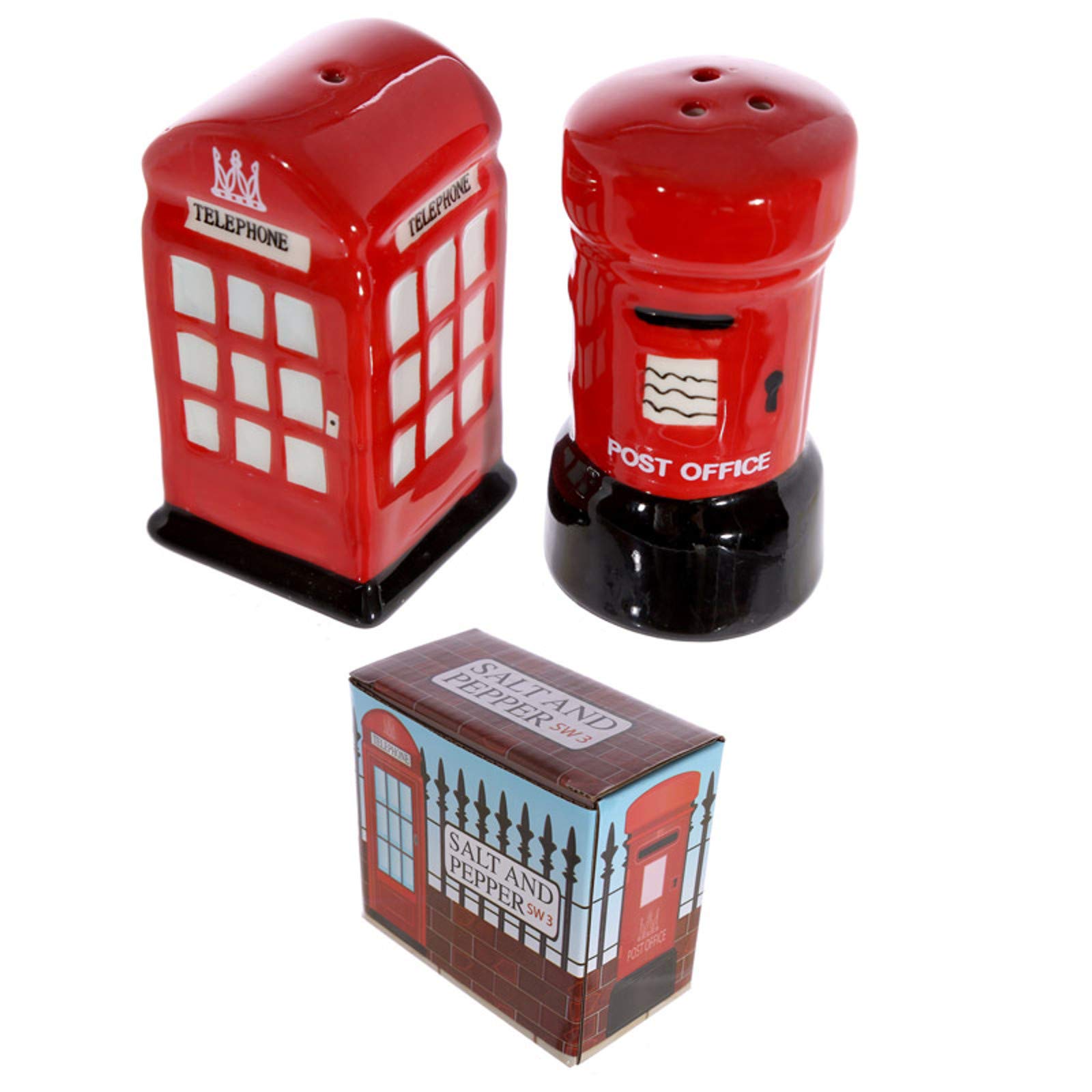Puckator Red Novelty Ceramic Telephone And Letterbox Salt And Pepper Set