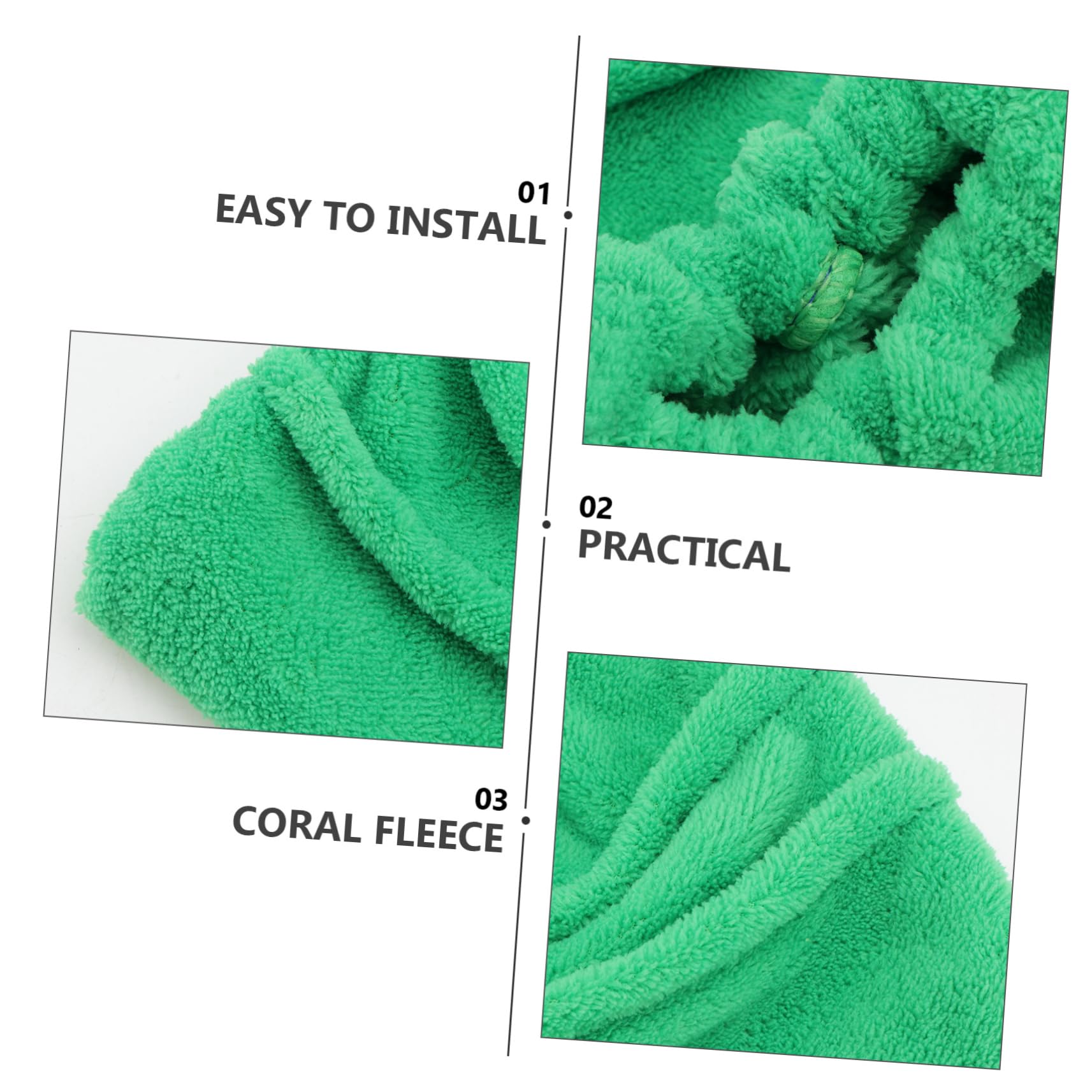 3 Piezas fregona de Escoba Fregar Escoba de Piso Pantuflas de fregona casa cleanseen paños cleansen paños trapeador de Limpieza Trapo de Piso paño de Escoba vellón de Coral Green