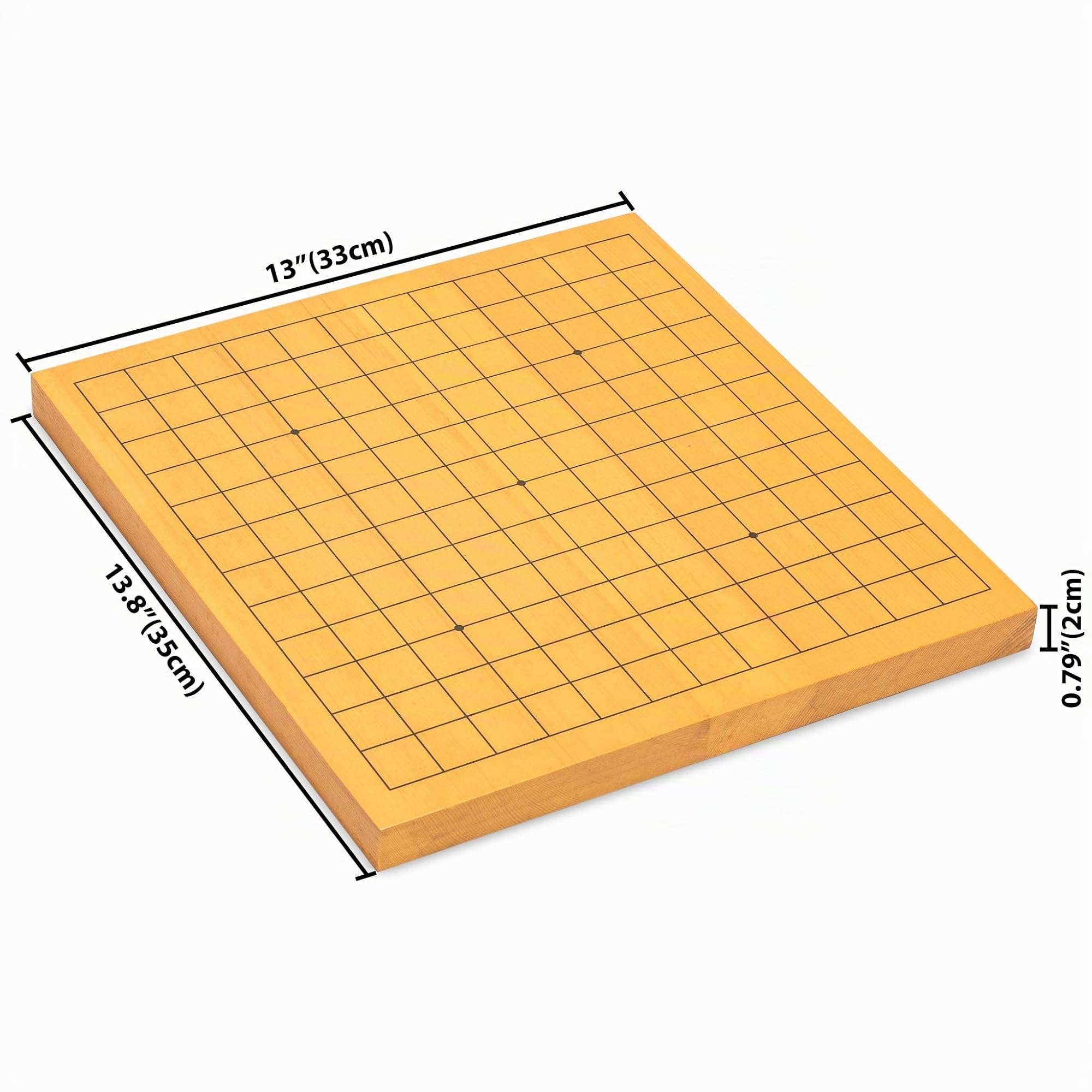 Yellow Mountain Imports Shin Kaya Beginner's Reversible 13x13 / 9x9 Go Game Set Board (2cm) with Double Convex Melamine Stones - Classic Strategy Board Game (Baduk/Weiqi)