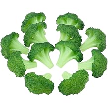PH PandaHall 12pcs Fake Broccoli Slice, Lifelike Artificial Vegetables, PVC Simulation Faux Broccoli, Realistic Plastic Food Model Props for Kitchen Home Restaurant Decor Photograp