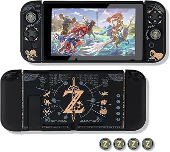 حافظة واقية قابلة للإرساء متوافقة مع Switch، وغطاء حافظة صلب لوحدات تحكم Switch وJoy-Con لامتصاص الصدمات وتصميم واقي مضاد للخدش The Legend of zelda