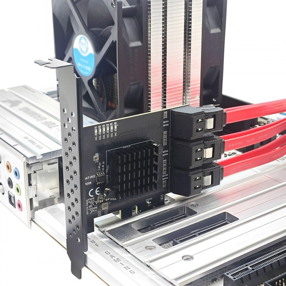 PCIE 6-portowy interfejs 4X, karta rozszerzeń SATA elementy wewnętrzne PCIE3.0 GEN3 4X adapter interfejsu huba, ASM1166
