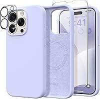 Vista 265 de GONEZ Funda de silicona para iPhone 14 Pro Max, compatible con MagSafe, con protector de pantalla + protector de lente de cámara, silicona líquida a