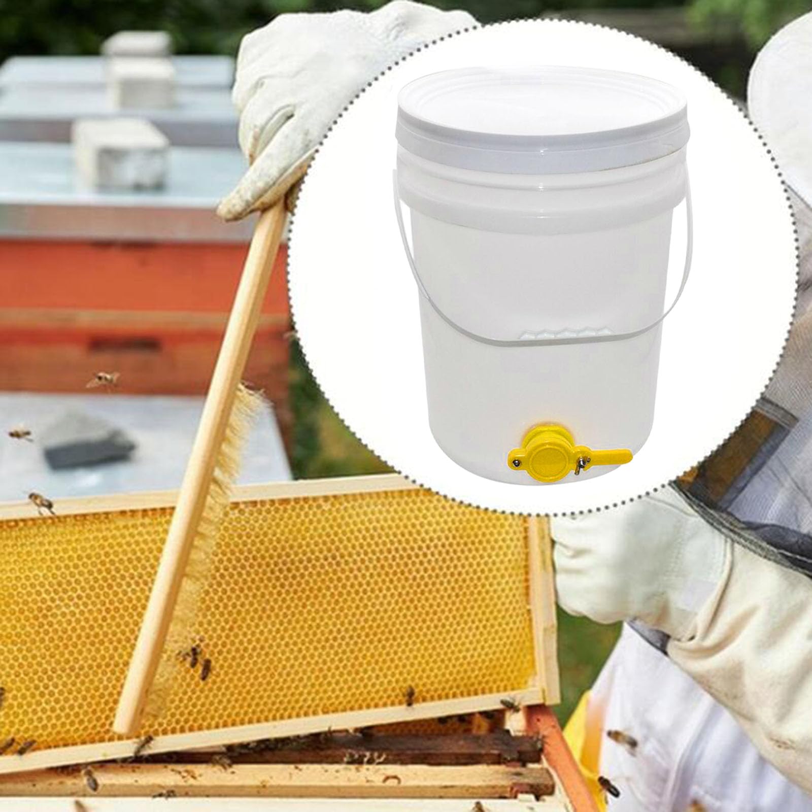 Seau pour de Miel, Seau de Remplissage de Miel, Dispositif d'extraction, Convient à Un Usage Alimentaire Distributeur de Sirop avec Robinet et Couvercle, pour L'apiculture, 15l