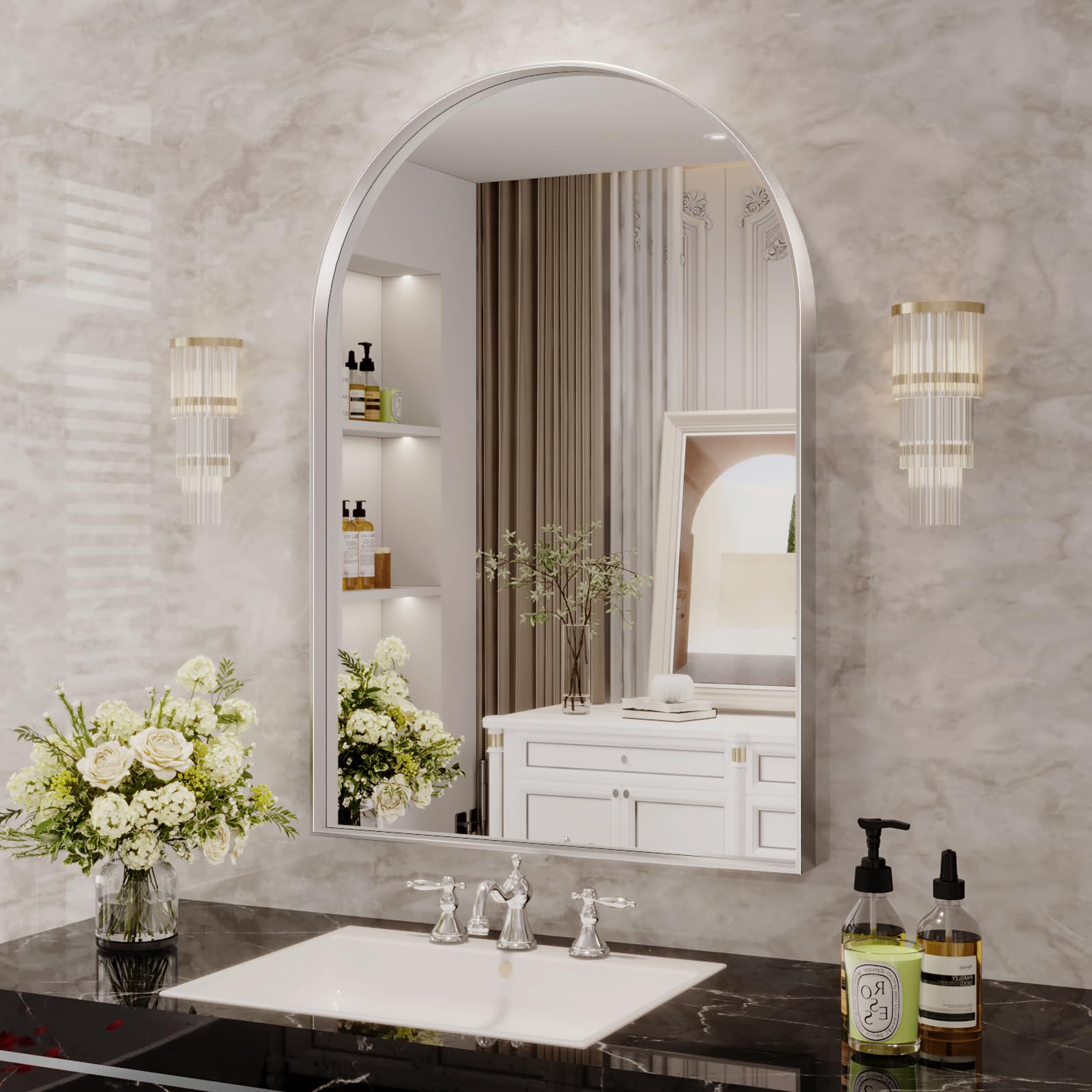 Amazon.com: JIINGYO Arch Mirror, 22 x 30 Inch Silver Arch