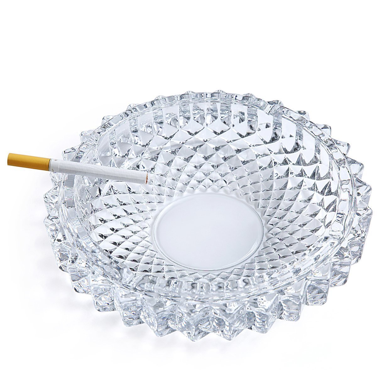 jenifer2015 Crystal Cut Glass Round Ashtray Ash Tray7.67" / Large Ashtray Smoke Collectible Tribal Decoration