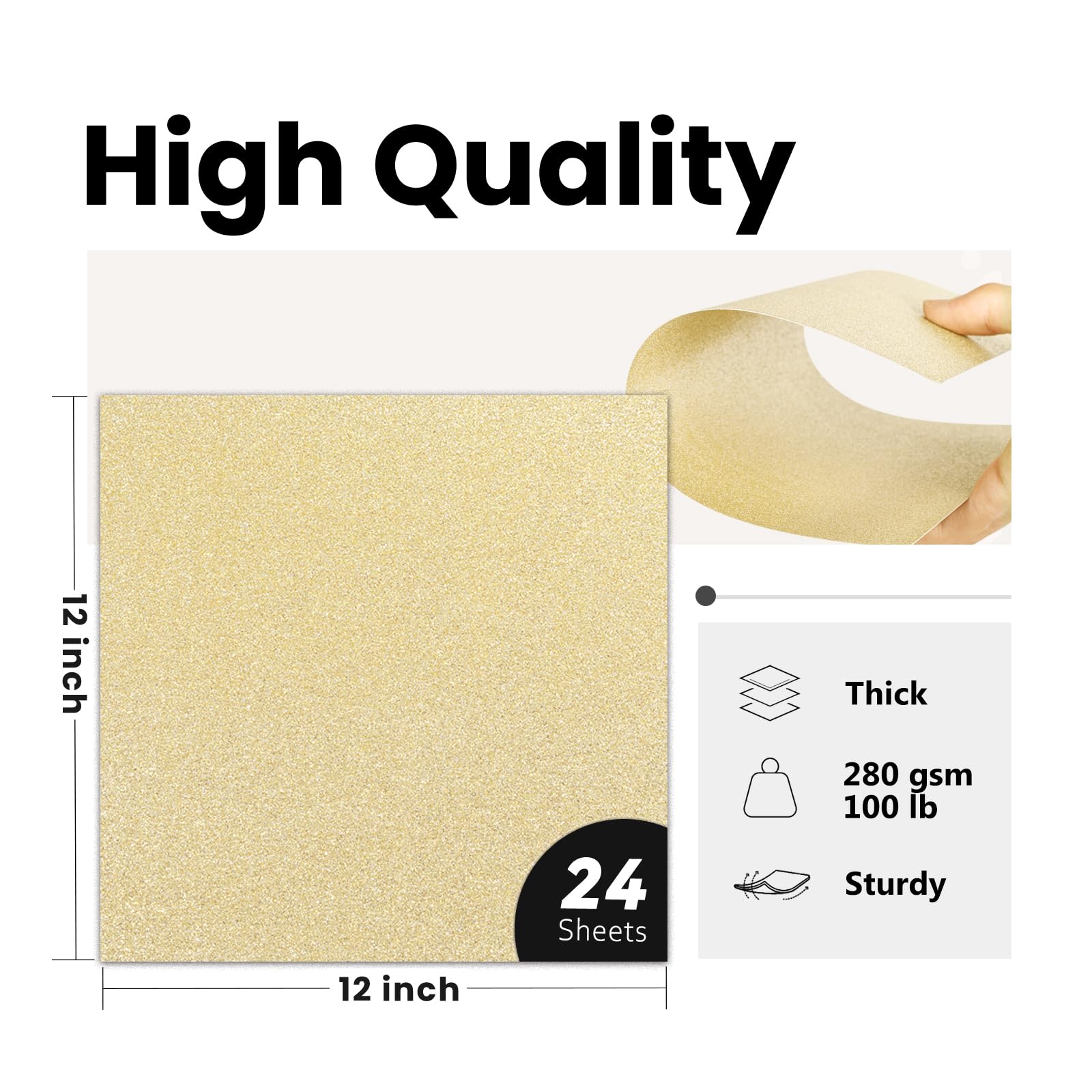 Snapklik.com : Gold Glitter Cardstock 12x12 Double-Sided 24 Sheets ...