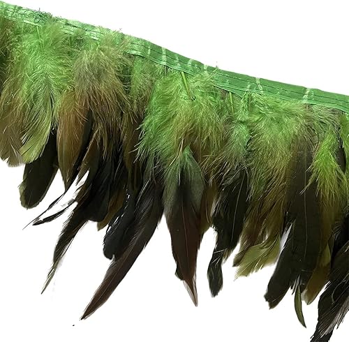 Miniatura 4 de Verde lima 5 yardas, 5-7 pulgadas, flecos de plumas de gallo para vestido, costura, manualidades, disfraces, accesorios, suministros de fiesta,