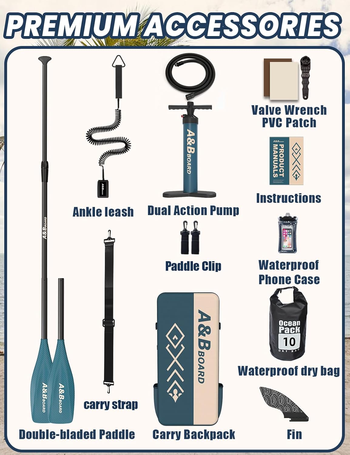 ABBOARD Inflatable Stand Up Paddle Board - Extra Wide Fishing Paddleboard with Sup Accessories Youth/Adults