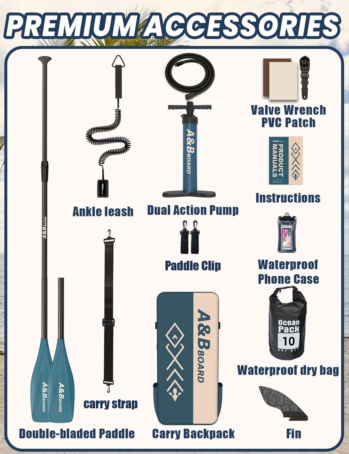 A&BBOARD Tabla Paddle Surf Hinchable 335 cm con Accesorios Premium Sup,Paddle Board Surf para 2 Personas Principiante