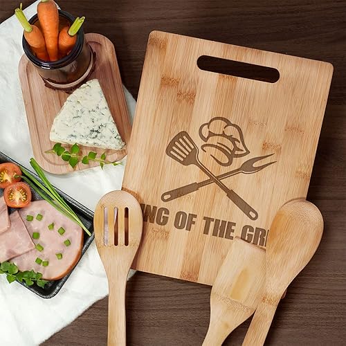 Miniatura 3 de King of The Grill Tabla de cortar de bambú para hombres, tabla de cortar para papá, regalos para hombres, regalo de cumpleaños para papá, regalo de