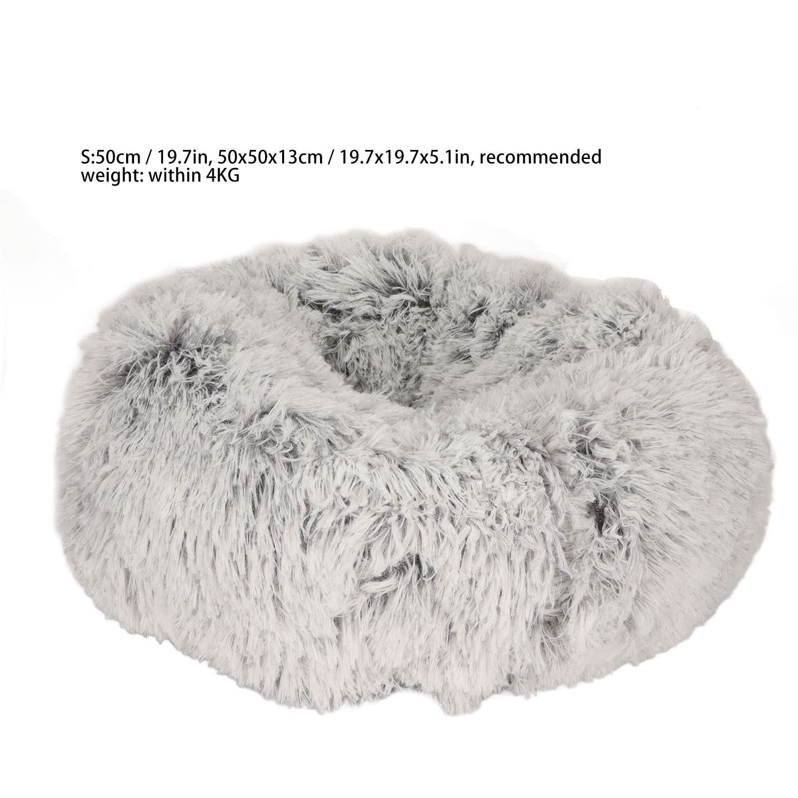 jiuzcare Kattenbed, 50 x 50 cm, huisdierbed voor kleine honden en katten, rond, donut, pluche knuffelbed, hondenbed, kattenbed, wasbaar, wollig, hondenkussen, kattenkussen, gember