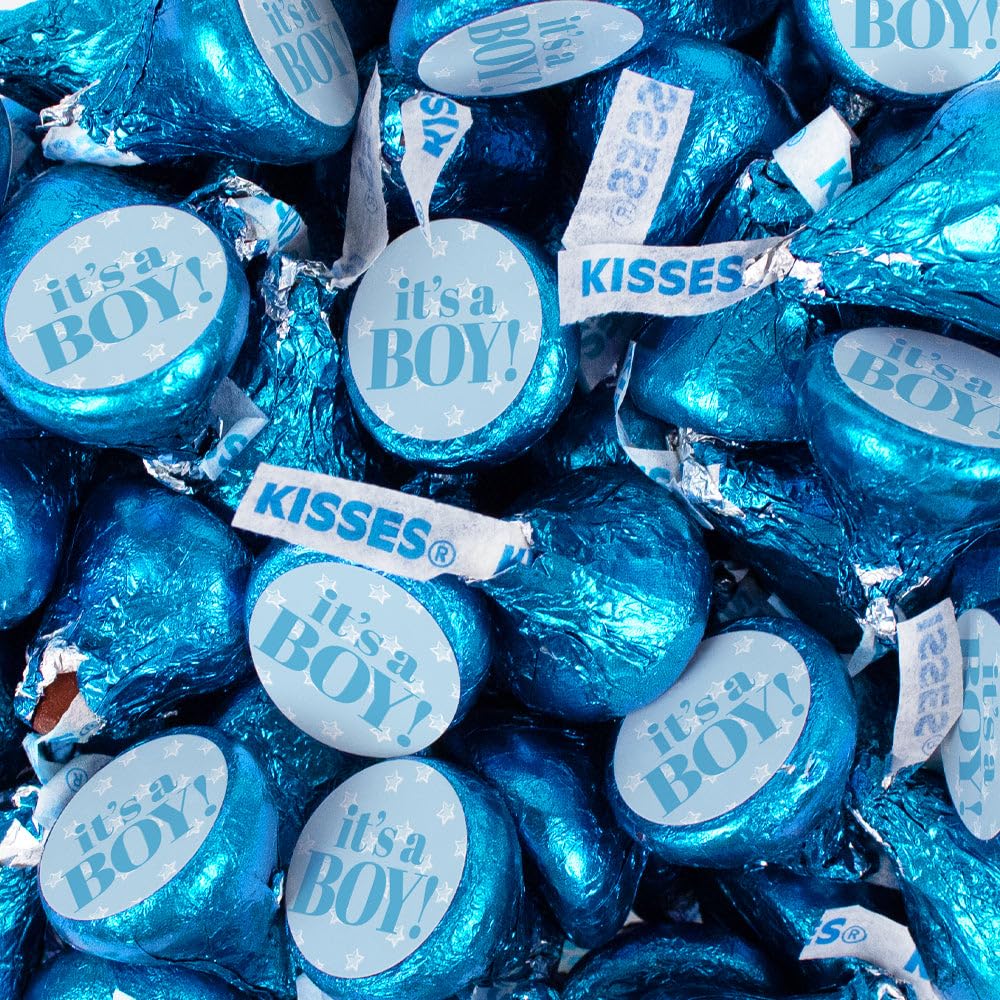 Its a Boy Blue Hershey's Kisses Candy (85 Count) - For Baby Shower Favors, Candy Buffets, Boy Baby Shower Decorations, and Thank You Gifts. No Assembly Required