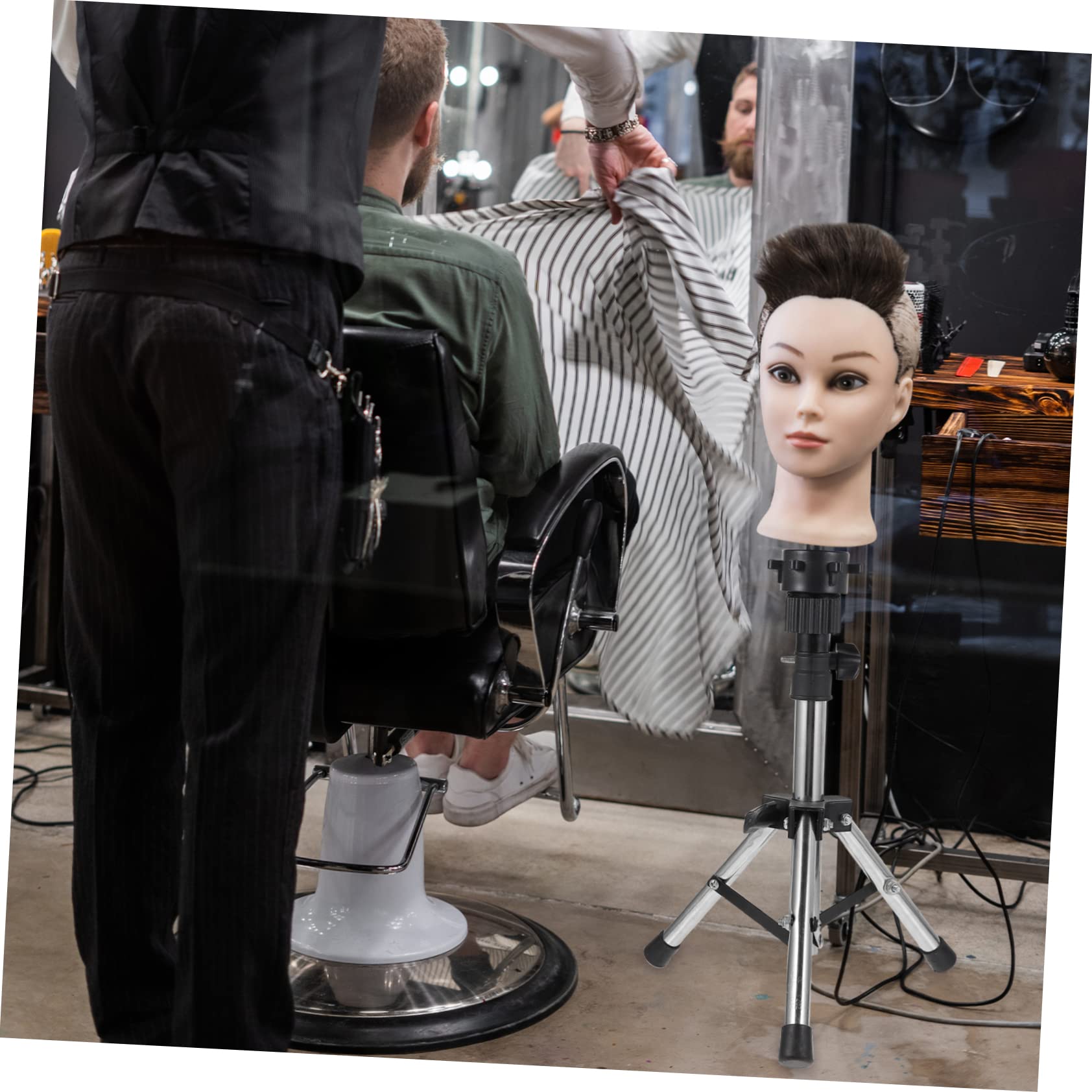 Healeved Tripod Mannequin Head Stand Lightweight Hair Practice Tool with Non Slip Base for Cosmetology Training and Styling Wigs for Salon and Home Use