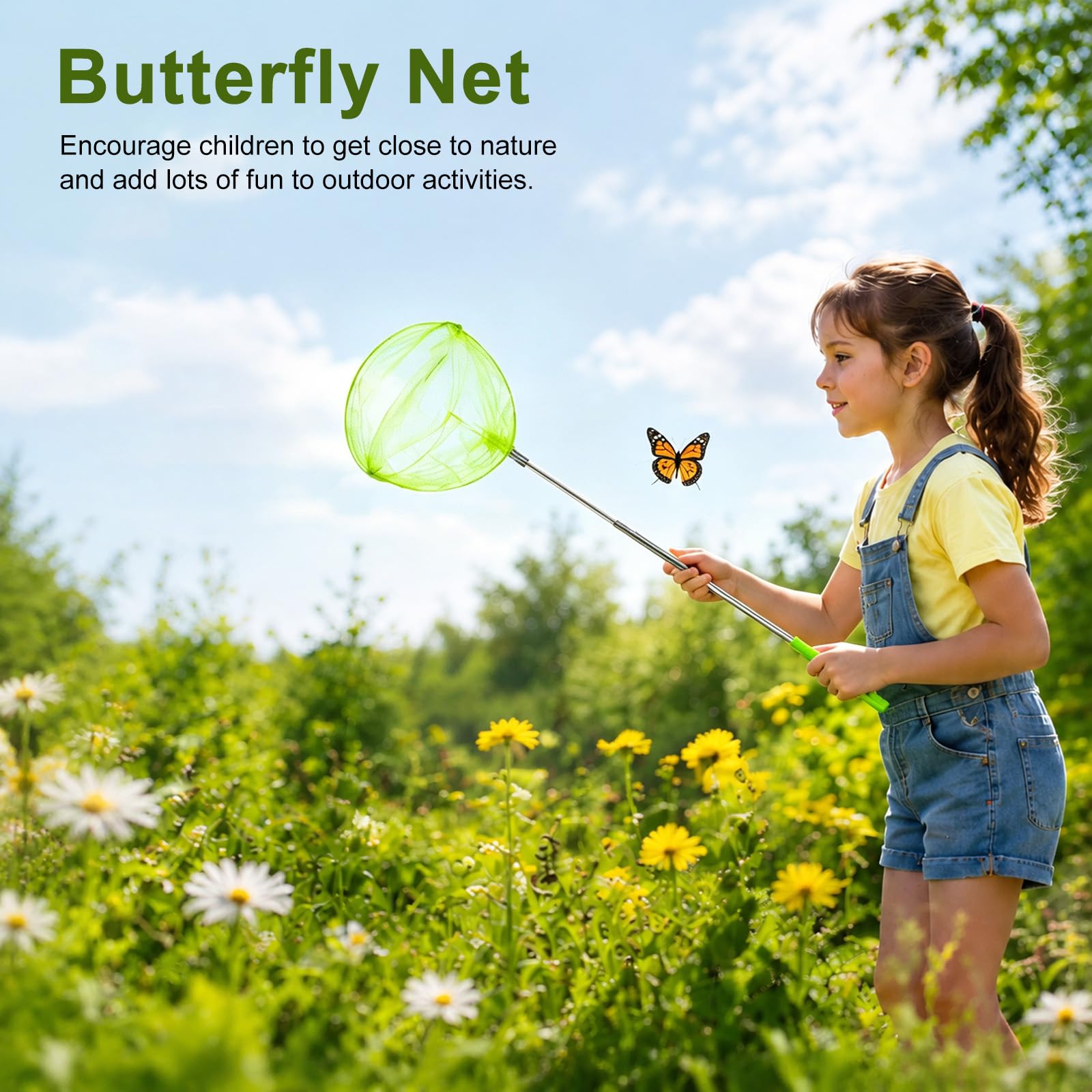 M METERXITY 1 ensemble de filet de pêche télescopique pour adolescents, extensible de 48 cm, poignée réglable, petits filets avec seau pour attraper les insectes/petits poissons/crevettes/aquarium | Manipuler les petits filets avec seau pour attraper les