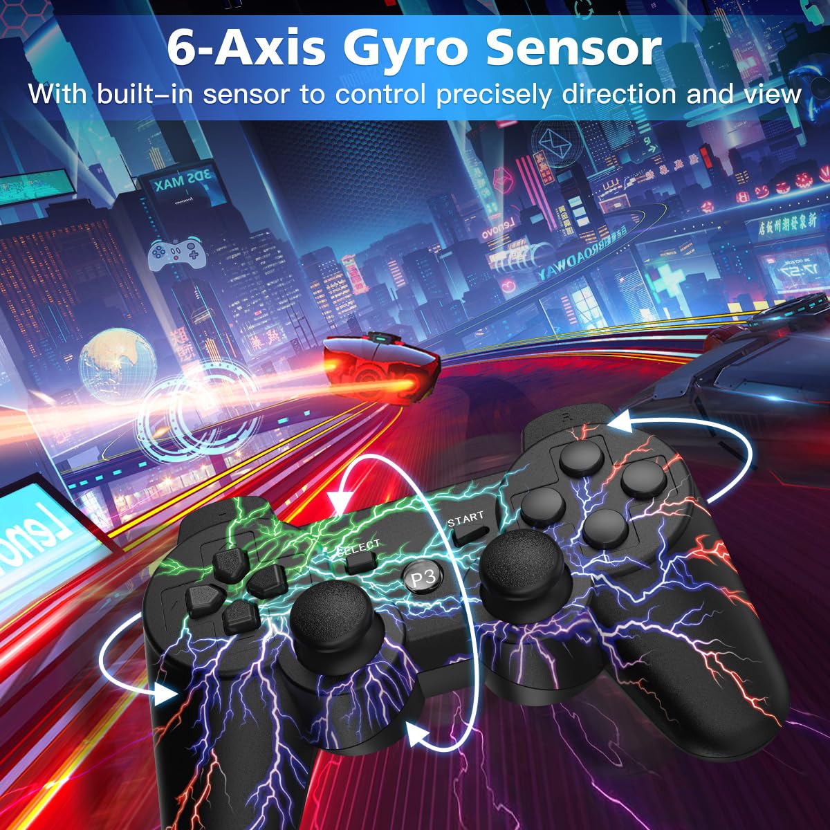 Mddfav PS3 Controller Wireless 2 Pack - Dual Vibration Feedback - 6-Axis Motion Sensing - Compatible with Sony PlayStation 3