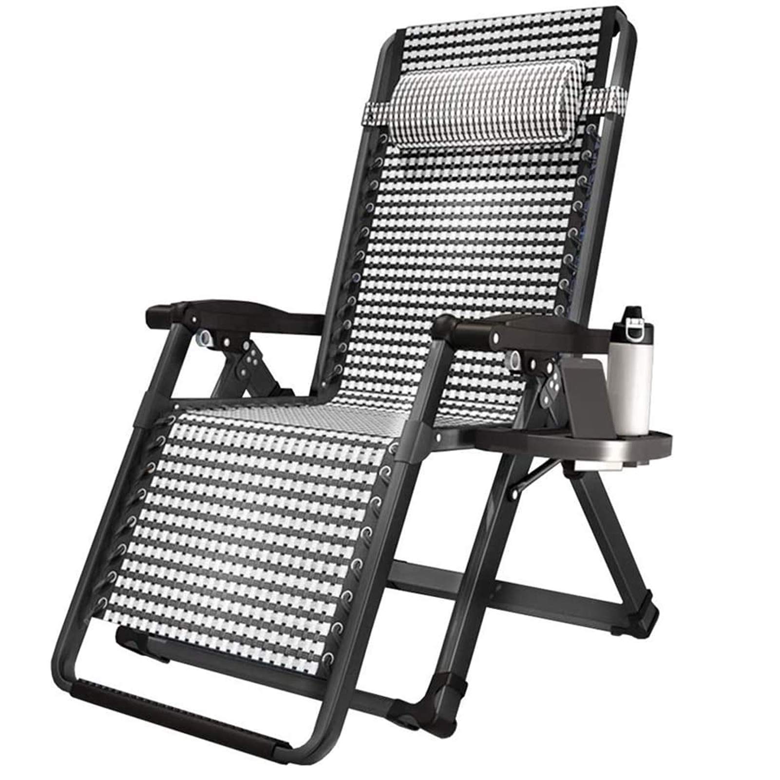 Chaise longue réglable avec appui-tête et accoudoir large anti mal de dos