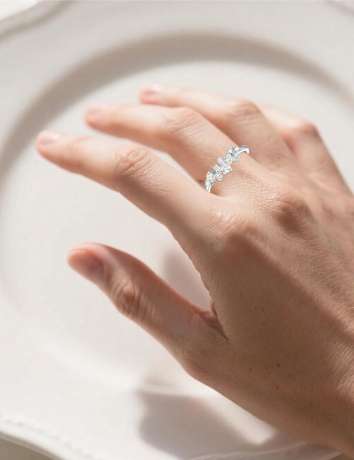 925 Sterling Silver Lab Grown Diamond Engagement Ring,Classic Solitaire Promise Wedding Band