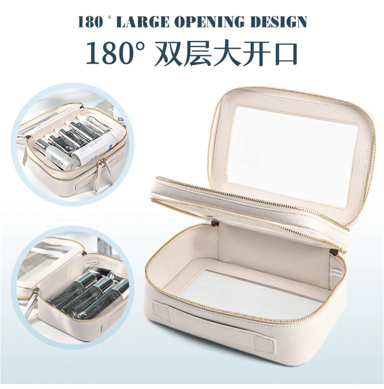 Women's Toiletry Bag for Business Trips Waterproof Storage Large Capacity Portable Double Transparent Makeup Bag(Clear)