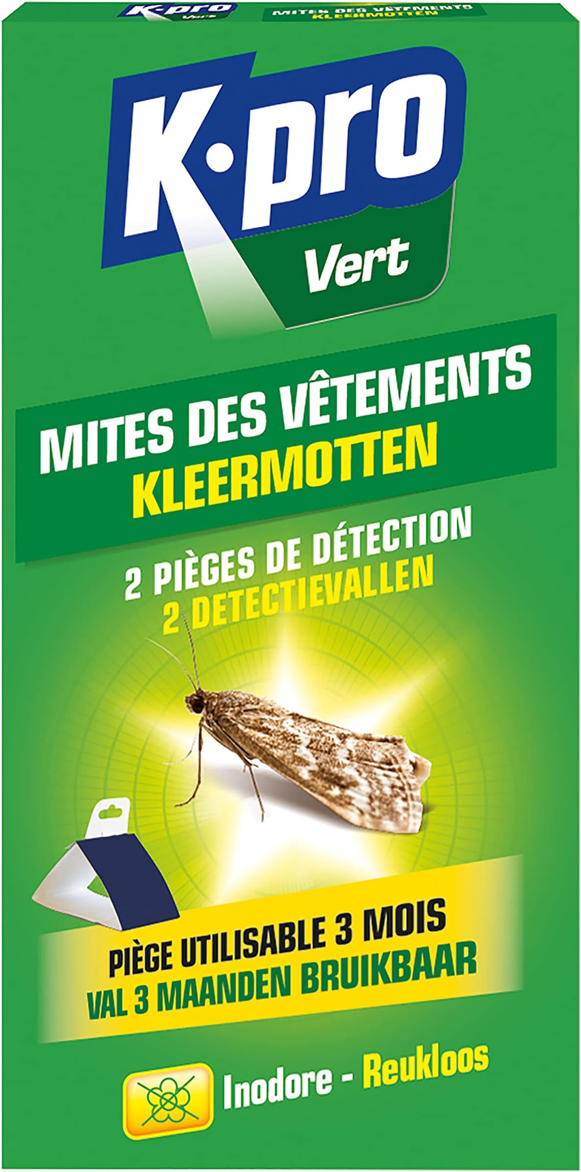 Clothes Mites Detection Traps Pack of 2 | Detects the presence of moths before treatment, 3 months effectiveness, odorless, insecticide-free, cupboards