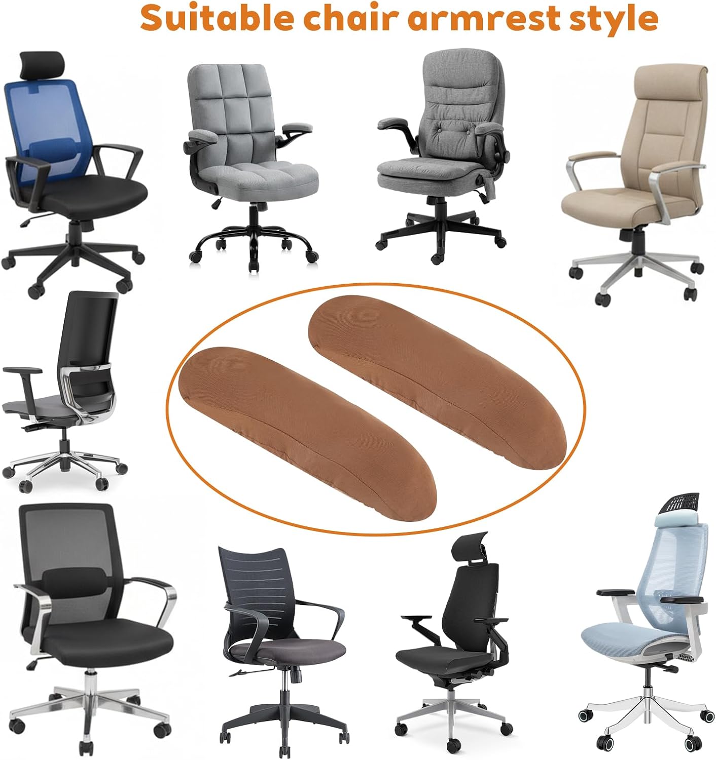 Ouligay 2 PCS Office Chair Arm Covers Stretchable & Removable Office Chair Armrest Covers Universal Desk Chairs Arm Cover Soft Velvet Armrest Protectors for Computer Gaming Chairs Coffee Brown