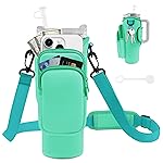 JEBEALUO Water Bottle Carrier Bag with Phone Pocket for Stanley Cup 40/30 oz, Water Bottle Holder with Adjustable Strap& Straw Cover, Stanley Cup Accessories (Green)
