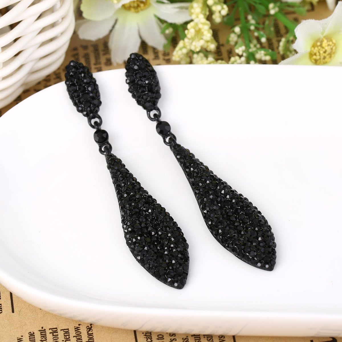 EVER FAITH Austrian Crystal Wedding Prom Jewelry Double Waterdrop Bridal Party Pierced Dangle Earrings for Women - Image 3