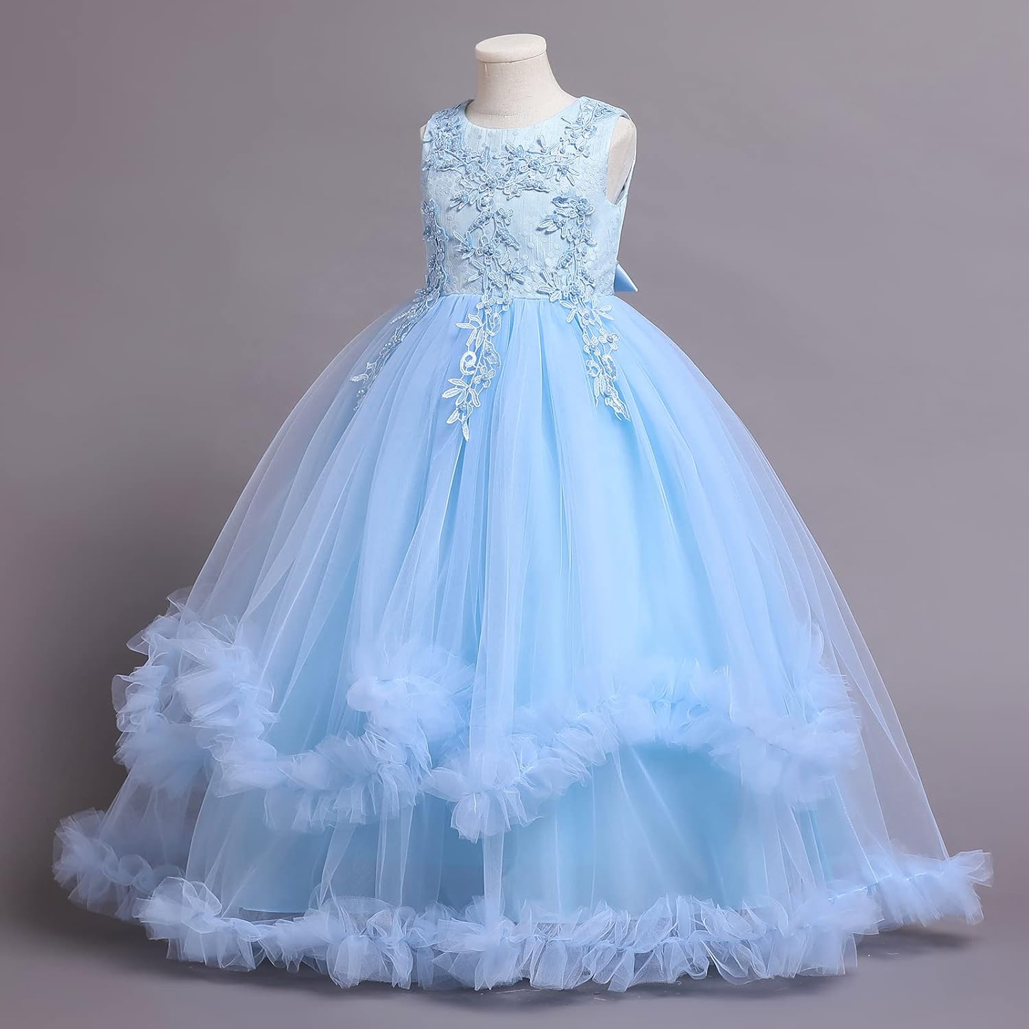 Flower Girls Princess Floral Boho Lace Embroidered Star Pageant Dresses for Kids Baby Party Wedding Puffy Communion Maxi Gown - Image 3