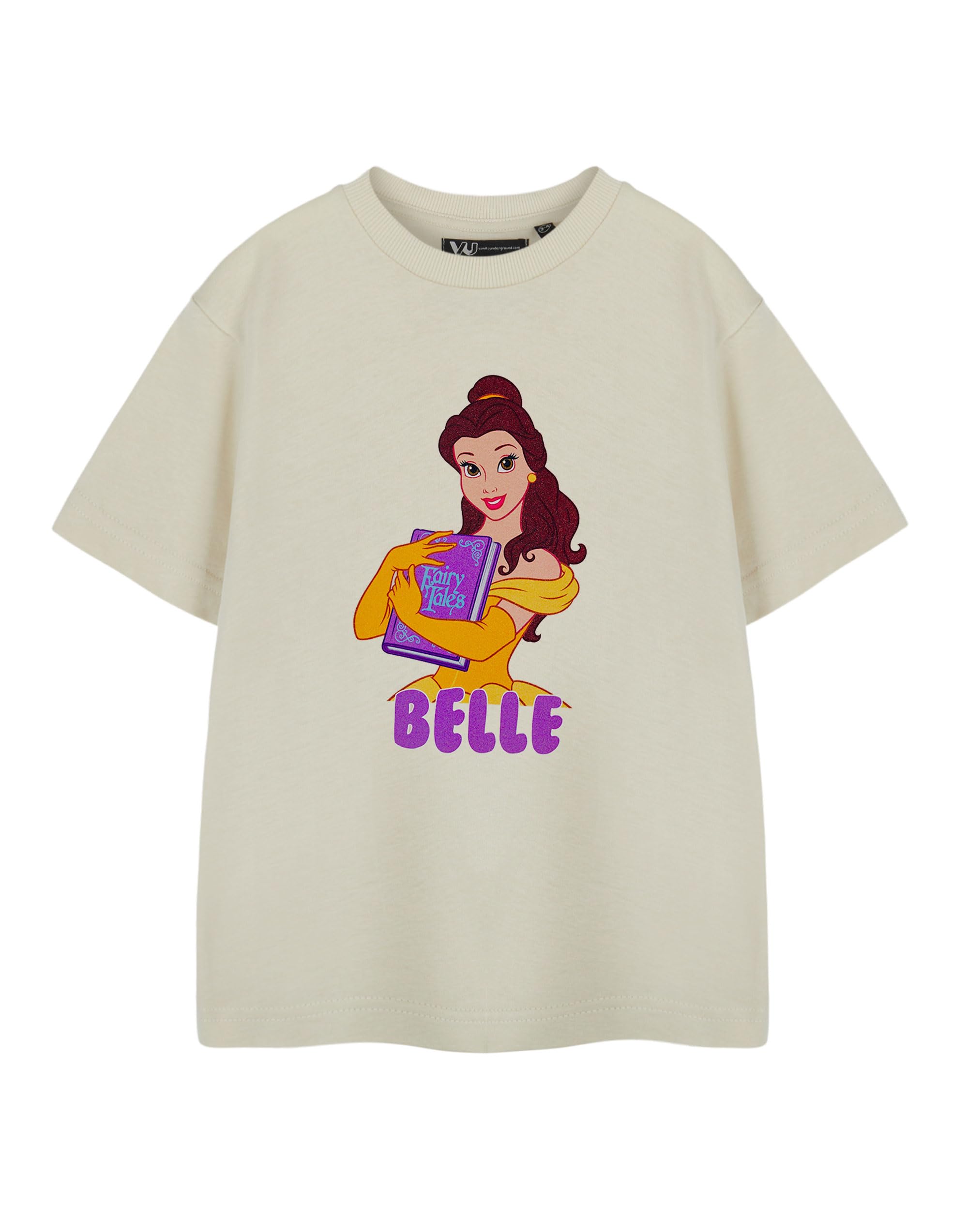 Disney Girls' T-Shirt - Belle - Oatmeal - 7-8 Years