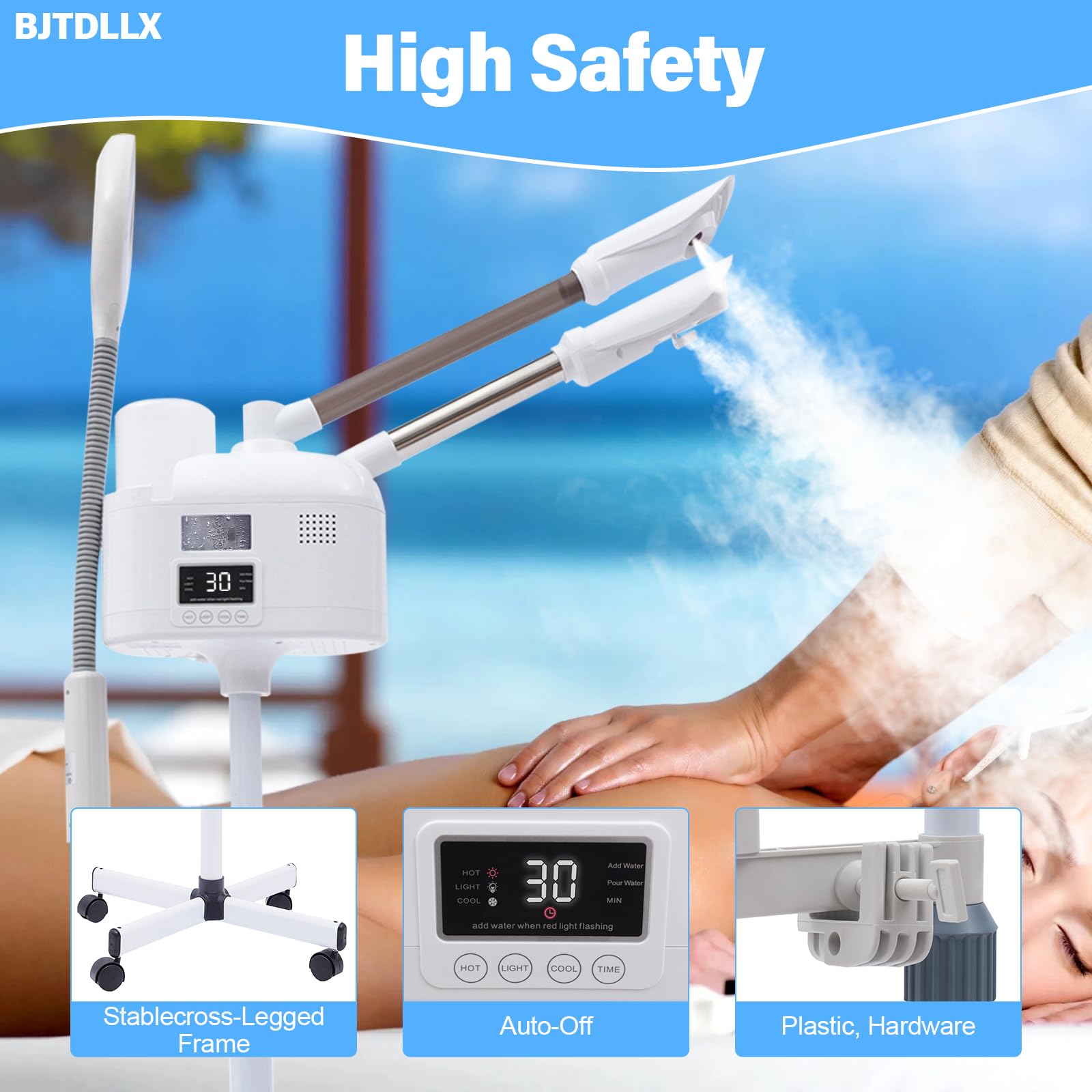 Gesichtsdampfer Bedampfer Kosmetik Facial Steamer Professionell 2 in 1 Vapozon Dampfgerät für Gesicht Heißer und Kalter Gesichtssauna Spa Dampfgerät mit LED Leuchte und Lupen