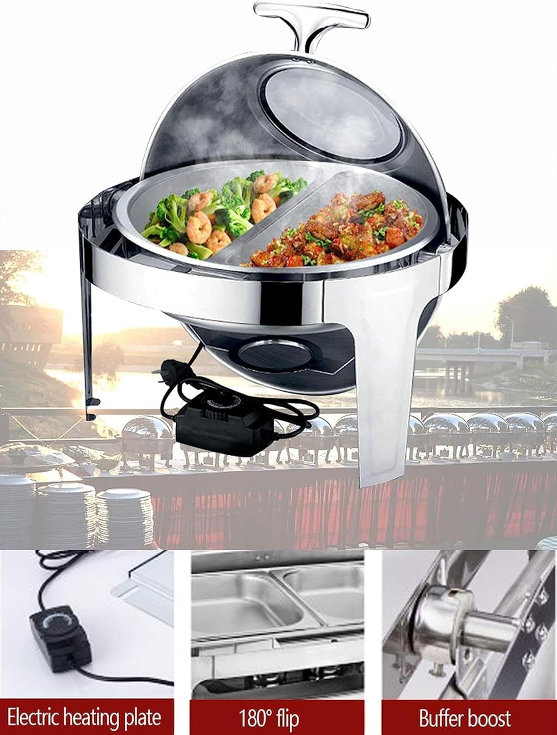 Scaldapiatti Riscaldato Elettrico, Piatti Riscaldati per Catering in Acciaio Inossidabile da 6 Litri per Ristoratori, Ricevimenti, Bquets, Feste A Casa
