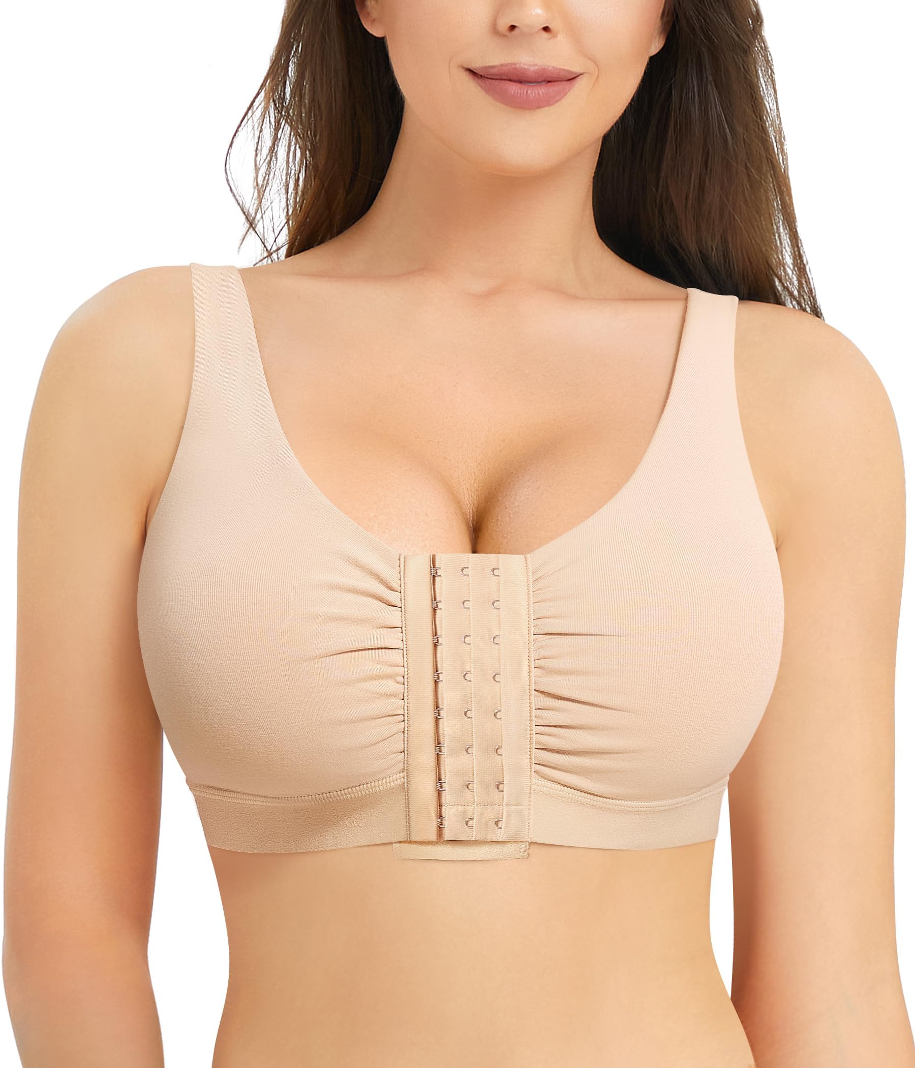 BRABIC Front Closure Post Surgery Minimizer Bras for Women Full Coverage Surgical Wireless Comfort Everyday Bras