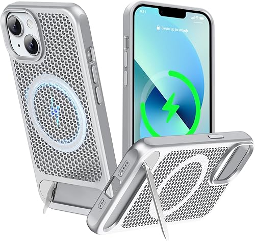 Miniatura 13 de Funda magnética de disipación de calor para iPhone 13 Pro Max, para MagSafe, protección contra caídas Coolingf, funda con función atril ajustable