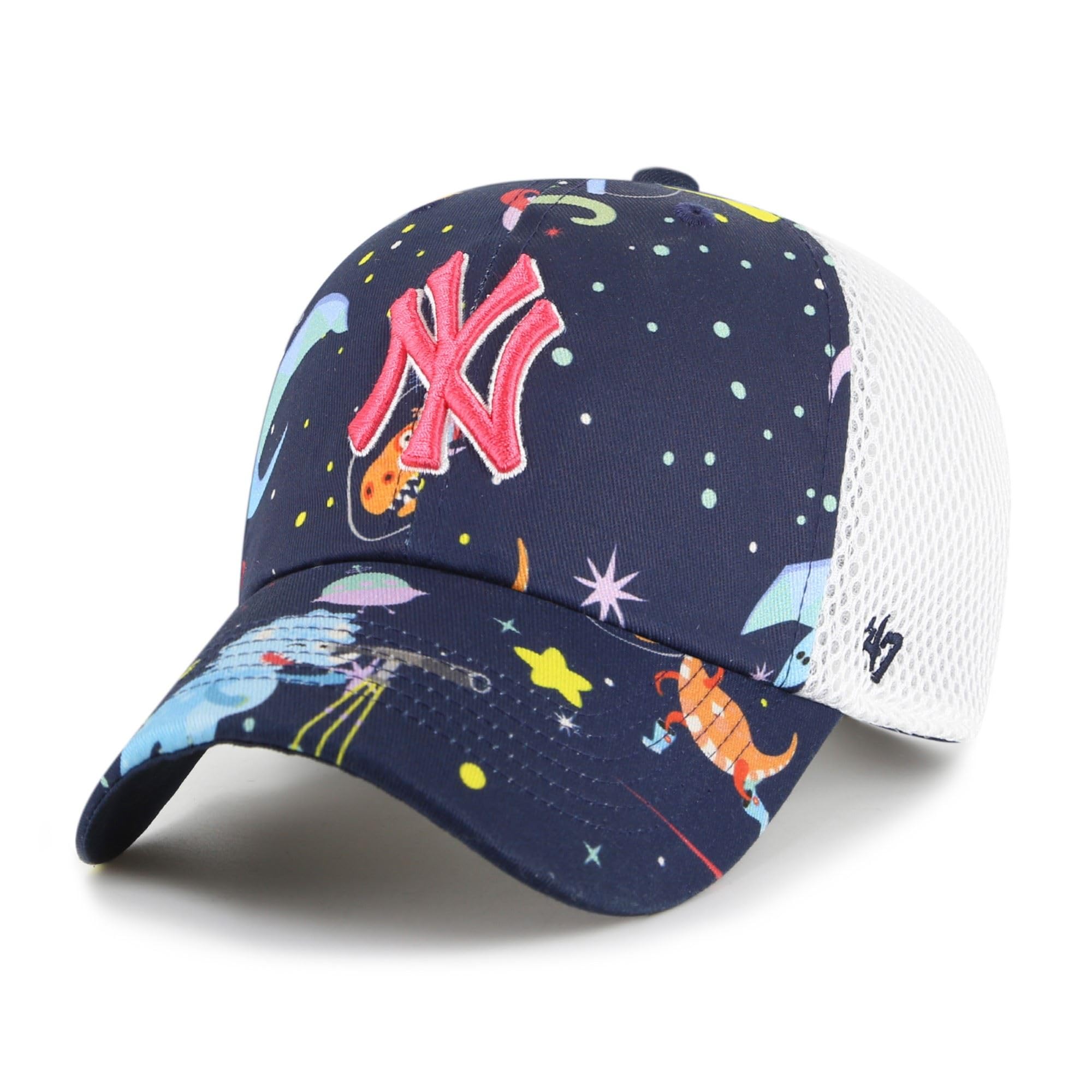 47 New York Yankees MLB Clean Up Trucker Space Dino Blue White Adjustable Cap for Kids โ image 1