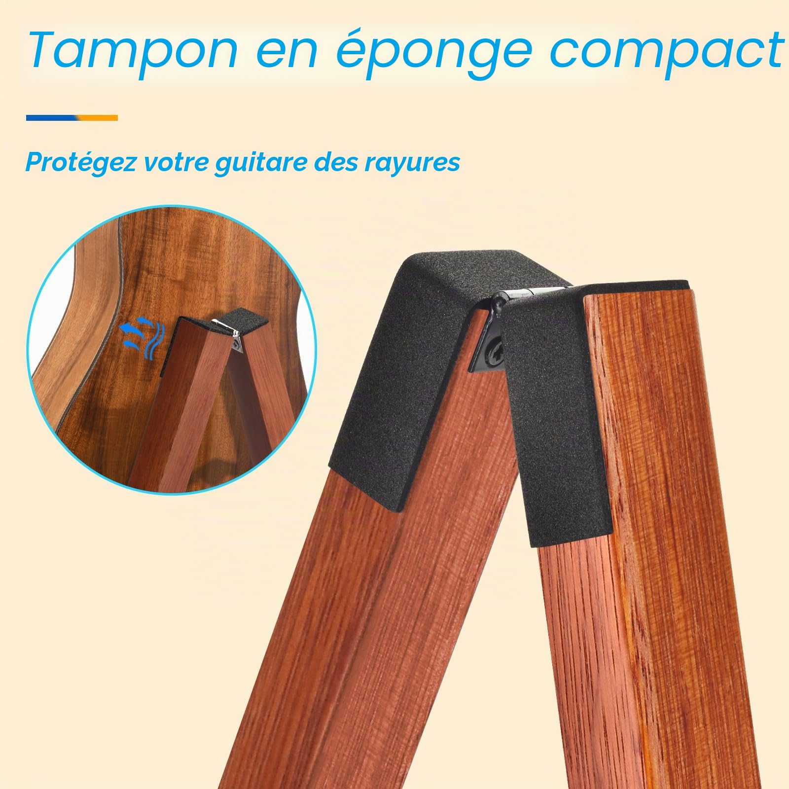 Double Support Guitare, Supports de Guitare en Bois pour Guitares Multiples, Guitares Acoustiques, Basse, Guitare Electrique, Support de Guitare Acoustique pliable en A, Facile à Assembler