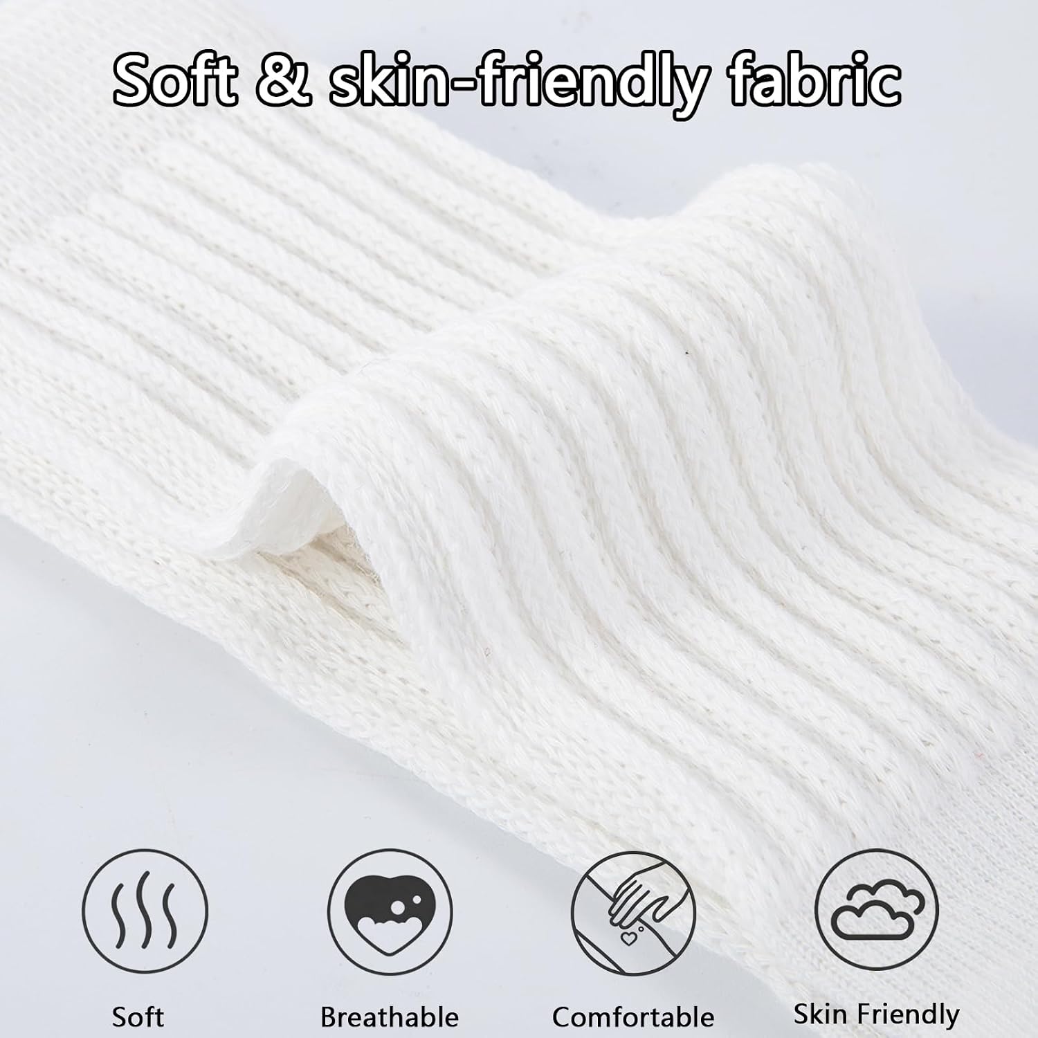 4 Pairs Pilates Socks with Grips for Women, White Non Slip Yoga Athletic Slouch Scrunch Ballet Barre Dance Workout Long Socks