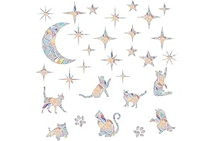 Window Clings to Deter Bird Strikes: 30 Rainbow Star Cats