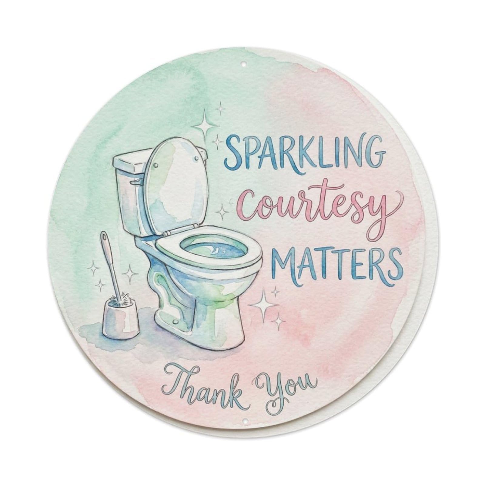 Toilet Clean Bathroom Reminder Sparkling Courtesy Metal Tin Sign