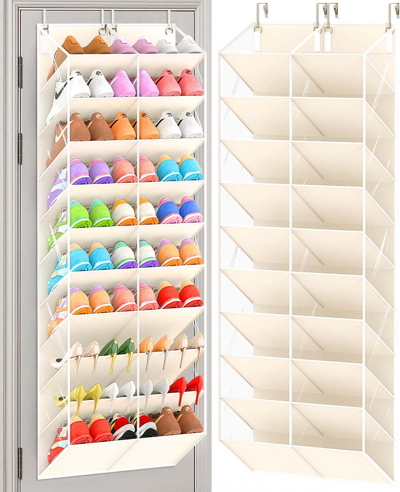 UVIAHOMI 20-30 Pairs Over the Door Shoe Organizer - clothing and closet storage | Mubboo