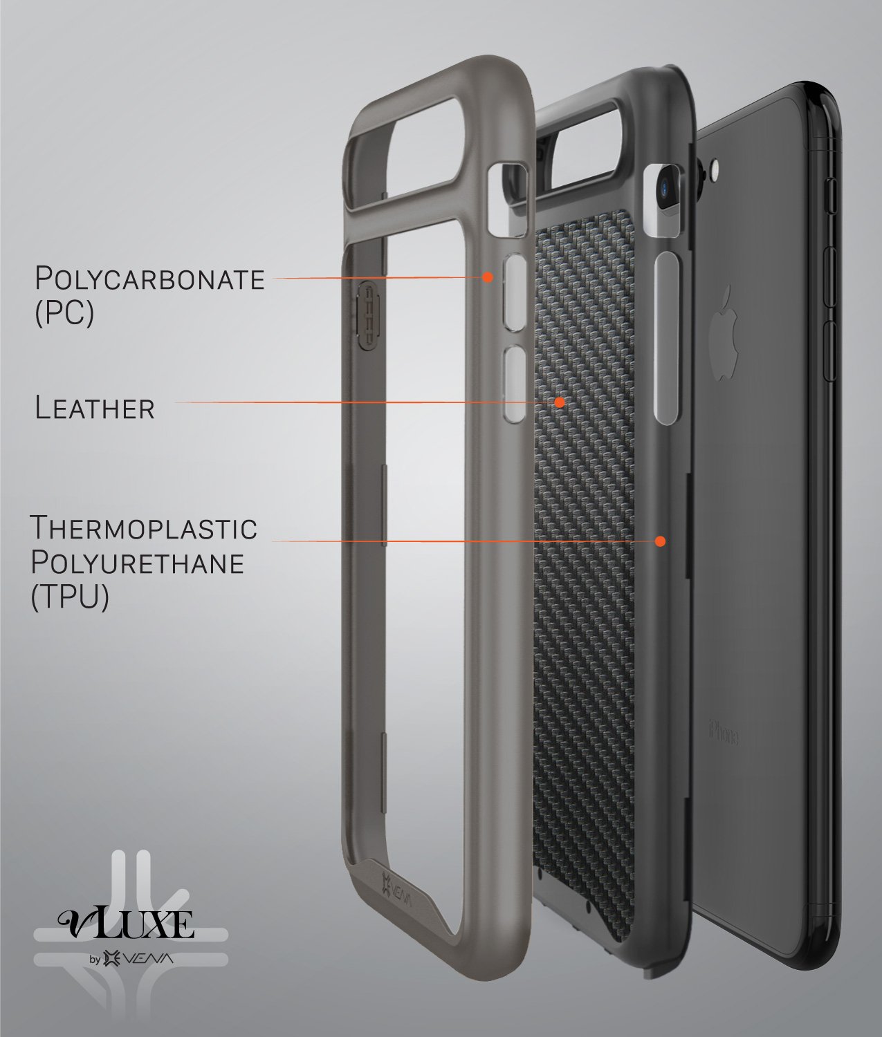 Amazon.com: VENA iPhone 8 Plus Leather Case, [vLuxe][Carbon Fiber